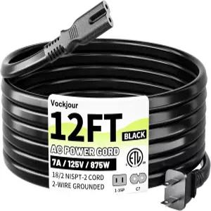 복주르 2 Prong AC 전원 코드 12피트 블랙 소니 PS5/PS4/PS3 슬림 플레이스테이션 5 4 3 엑스박스 원 X/S