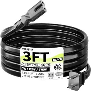 복주르 2 Prong AC 전원 코드 3피트 블랙 소니 PS5/PS4/PS3 슬림 플레이스테이션 5 4 3 엑스박스 원 X/S