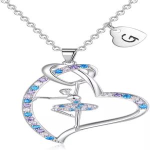 발레리나 목걸이 소녀 발레 댄서를 위한 선물 10대 소녀를 하트 이니셜 댄스 주얼리 여성