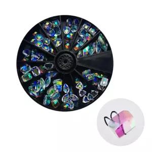 네일아트 다각 오로라 투명 스톤 12종 세트/네일/손톱/발톱/아트/토핑/파츠/재료/부자재/장식/도구/용품