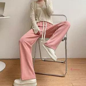 여성 코듀로이 밴딩 팬츠 겨울 기모 와이드 캐주얼 데이트룩 데일리fgh215