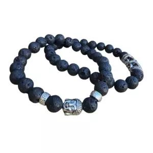 불교염주 화산석 원석 부처님 남자 커플 팔찌 세트 우드 나무 선물 종교 패션 목걸이