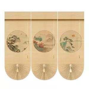 인테리어 대나무 주방 입구 가림막 커튼 문발 가을 호수 구름