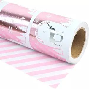 알테호 크리스마스 포장지 미니 롤 17인치 X 16.5피트 핑크 메탈릭 호일 종이에 인쇄 홀리데이 파티 축하를
