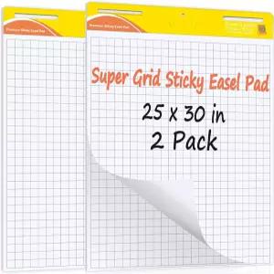 ReliThick Sticky Easel 패드 25 x 30 인치 장 /패드 프리미엄 White Grid 교사용 앵커 차트 용지 대형