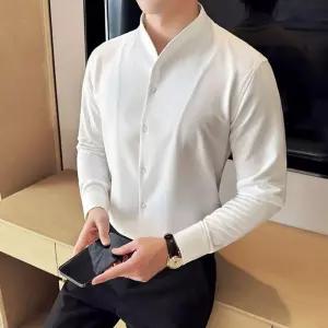 남자차이나셔츠 슬림핏 드레스셔츠 긴팔 셔츠