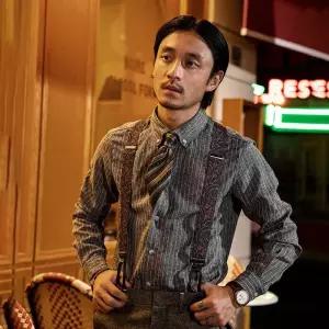 남자 경성의복 유럽풍 프레 중형 셔츠 개화기 스트라