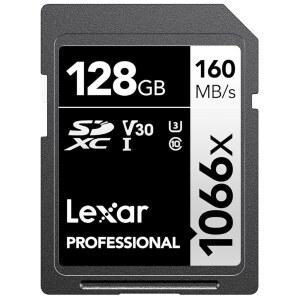 [미국배송] DSLR 및 미러리스 카메라용 LEXAR 128GB 프로페셔널 1066X SD 카드 UHS-I C10 U3 V30 풀 HD 4K 최대 160MB/S 읽기 SDXC 메모리 카드(LSD1066128G-BNNU)