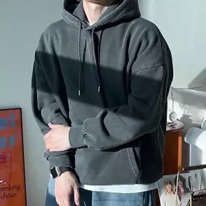 [옷자락]남자 피그먼트 코튼 기모후드티 무지 오버핏 티셔츠