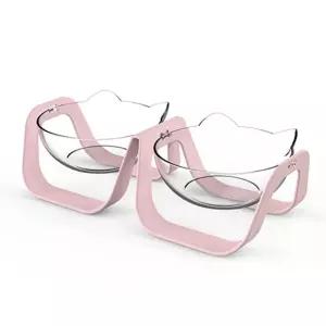 강아지 식기 2구 핑크 1P 고양이 각도조절 밥그릇 강아지식기 강아지밥그릇