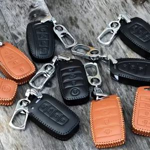 그랜저 자연가죽 스마트키 커버 가죽 키홀 더 액세서리 보호 케이스 차량 디자인 아이템