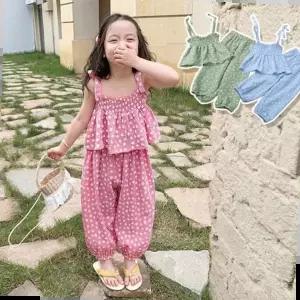 아기상하복 데이지꽃 스모크나시 고쟁이 여아 상하세트 205373