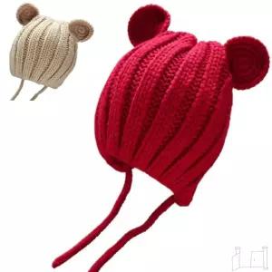 유아동 곰돌이 귀달이 니트 보넷 모자 아기비니 따뜻한털모자