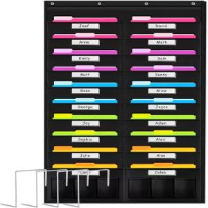 교실 및 사무실용 고데리 헤비 듀티 저장 포켓 차트 파일 폴더용 클리어 차트20+6 NAMETAG