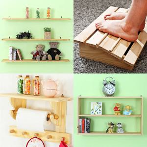 알뜨리 원목 선반 벽 행거 주방 벽걸이 다용도 수납 미니 나무 진열대
