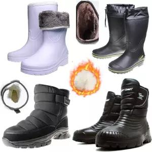 겨울 털장화 남성 여성 방수 고무 방한화 주방 위생화 털신발 남성 여성 작업화 모내기 낚시