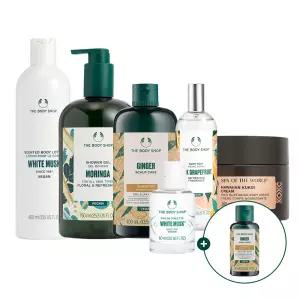 [50%+T5%+묶음행사] 더바디샵 BEST 바디&헤어케어 진저/화이트머스크/모링가/선물세트