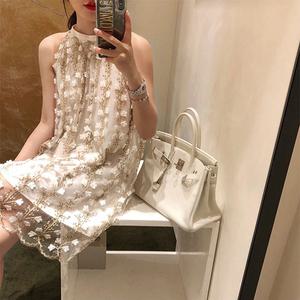 [무료배송]플라워 레이스 홀터넥 미니원피스