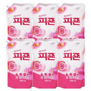 피죤 일반드럼겸용 섬유유연제 리필 핑크로즈 1600mL X 6개