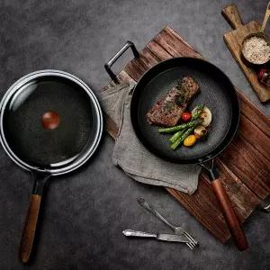 [베카] 시즈닝 무쇠팬 3종세트A 프라이팬24+궁중팬24+유리뚜껑24