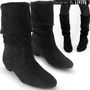 LiViTY 3.5cm 로우힐 편안한 스판 스웨이드 셔링 롱부츠&미들부츠 SP024 60종택일