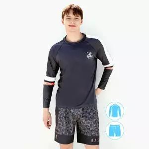 [하프클럽/베이직 엘르]베이직엘르 남성인 나그랑 루즈핏 래쉬가드 비치반바지 세트 BEM-V