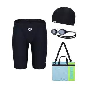 [아레나](대구신세계)남아동 수영강습 키트 수영복(4부수영복+수모+수경+망사가방)(스타트)(A4BB1KB01)BLK