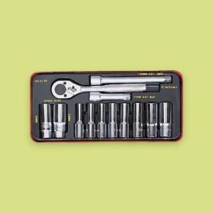 Genius 핸드소켓 롱타입 복스알 라쳇핸들 연결대 수공구 세트 13pcs