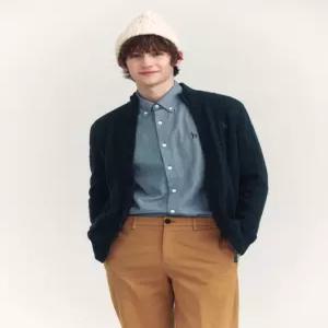 헤지스 남성 24FW 그린 울 케이블 집업 HZSW4D327E3