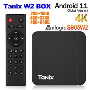 셋톱 박스 Tanix 듀얼 와이파이 BT 미디어 플레이어 VS X4 안드로이드 11 TV Amlogic S905W2 2GB 16GB 2 4G 5G