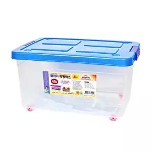 제이오마켓 리빙박스 4호 45L/다용도 투명 플라스틱 바퀴 정리함 수납함 보관함