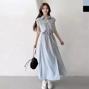 빅사이즈 원피스 데일리 모임 원피스코디 민소매 면