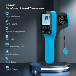 측정공구 HoldPeak HP-1600 비접촉 적외선 온도계 지능형 대형 스크린 충전식 다기능