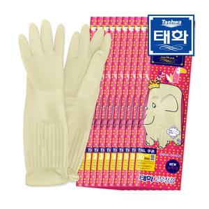 찐스토어 태화 고무장갑 뉴특대 식품전용 아이보리 XL 10입