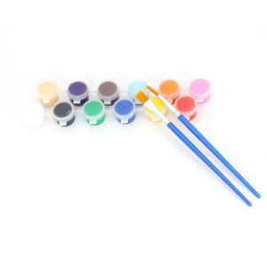 12구 미니 아크릴물감 2종 붓 세트 세필 컬러링북 DIY 붓도색 명화그리기 야외 휴대용