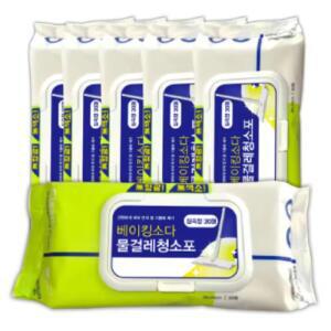베이킹소다 물걸레 청소포 6개입 초특대형 습식타입(200x380mm)