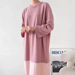 여성 대형 배색 스트라이프 가을 롱 임부복 원피스