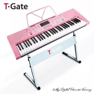 [토이게이트]61건반 교습용 디지털 피아노 레아 핑크 + 악보대 + 실버스탠드 세트