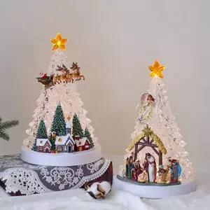 [텐바이텐]설렘하우스 크리스마스 오르골 화이트 별 트리 산타 LED 무드등
