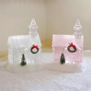 [텐바이텐]설렘하우스 크리스마스 멜로디 오르골 투명 교회 스노우볼 무드등