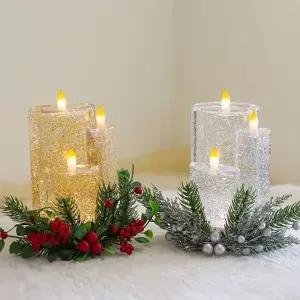 [텐바이텐]설렘하우스 크리스마스 오르골 LED 3구 촛대 워터볼