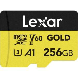[미국배송] LEXAR 256GB 프로페셔널 골드 마이크로 SD 카드 UHS-II C10 U3 V60 A1 풀 HD 4K 최대 280/180MB/S MICROSDXC 메모리 드론 액션 카메라 휴대용 게임 장치(LMSGOLD256G-BNNNG)용