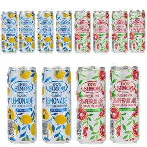 돈시몬 착즙 스파클링 에이드 탄산음료수 2종 레몬330ml 6개+자몽330ml 6개 (총12개) 착즙주스+탄산수