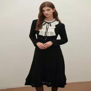 프릴배색 니트 롱원피스/S254B651