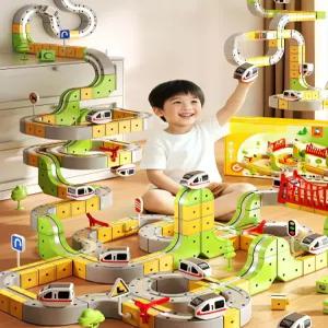 자석레일 전동자석 큐브 고속 기차 블록 DIY 창의력 장난감 자석블럭 궤도