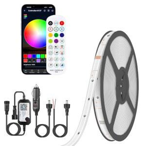 LED 보트 조명 스트립 33FT IP67 해상 폰툰 앱 제어 12V RGB 방수 실내 베이스 보트용 야간 낚시 카약 존 캐빈 데크