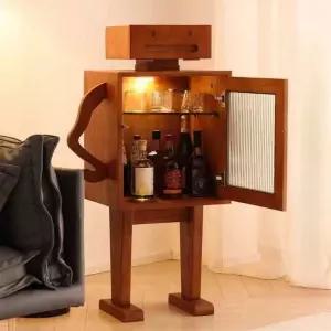 위스키 장식장 코너 다크우드 엔틱 위스키진열대 원목색
