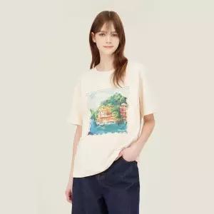 [백화점 정품] 베네통 수채화 프린팅 티셔츠 (BATS57531)
