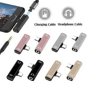 타입 C 오디오 어댑터 플러그 3.5mm 2 in 1 소켓 컨버터 잭 샤오미호환 타입-C 폰 이어폰 MP3용
