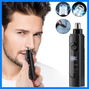 남성 여성 디지털 디스플레이 360용 전기 코털 트리머 °   회전 기계 코 귀 머리 제거 면도기 면도기 분리